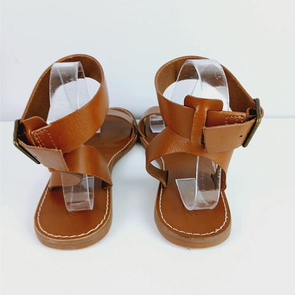 Madewell SZ 9.5 The Boardwalk Ankle-Strap Sandal in English Saddle Runs Small - Picture 6 of 7